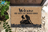 The Salty Lil' Beach Family Mermaid Doormat Indoor And Outdoor Doormat Welcome Mat Housewarming Gift Home Decor Funny Doormat Gift Idea