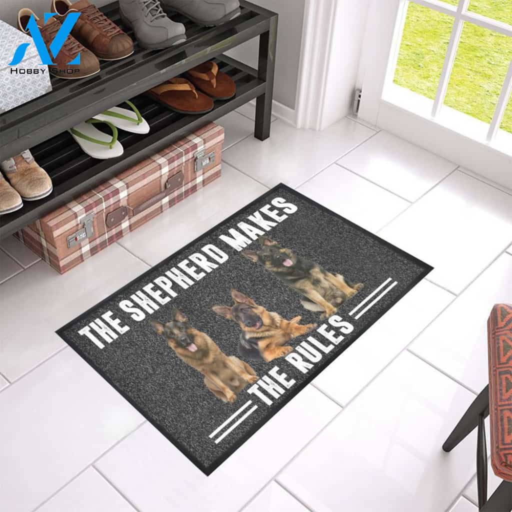 The Shepherd Makes The Rules Dog Doormat Welcome Mat Housewarming Gift Home Decor Funny Doormat Gift For Dog Lovers Gift For Friend