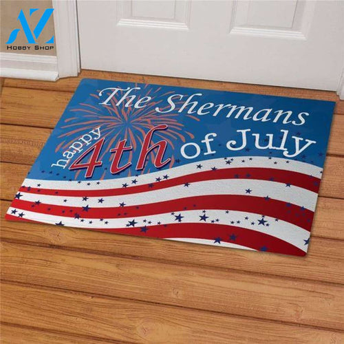 The Shermans - Happy 4th of July Door Mat Indoor and Outdoor Doormat Warm House Gift Welcome Mat Gift for Friend Family