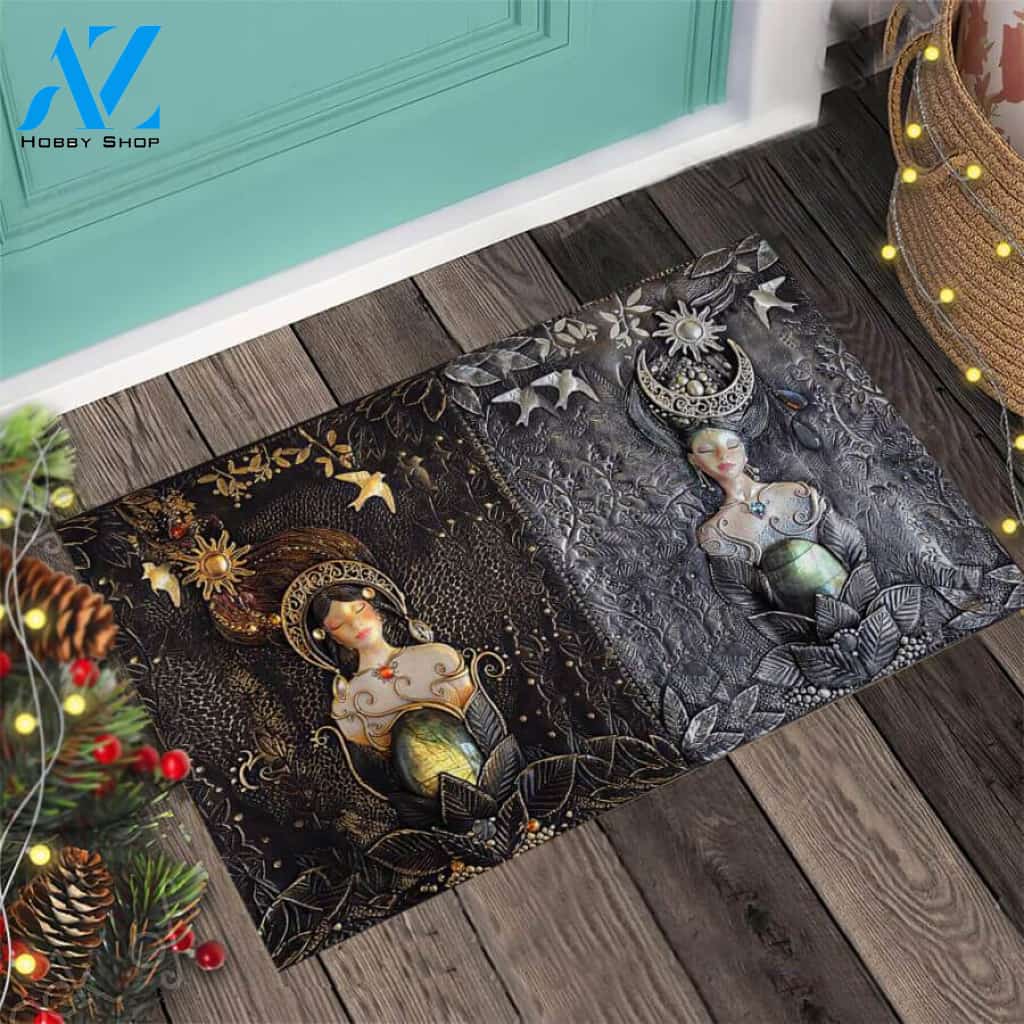 The Sun & The Moon – Hippie Clay Easy Clean Welcome DoorMat | Felt And Rubber | 40x60 cm | 45x75 cm | 60x90 cm | Colorful | DO1254