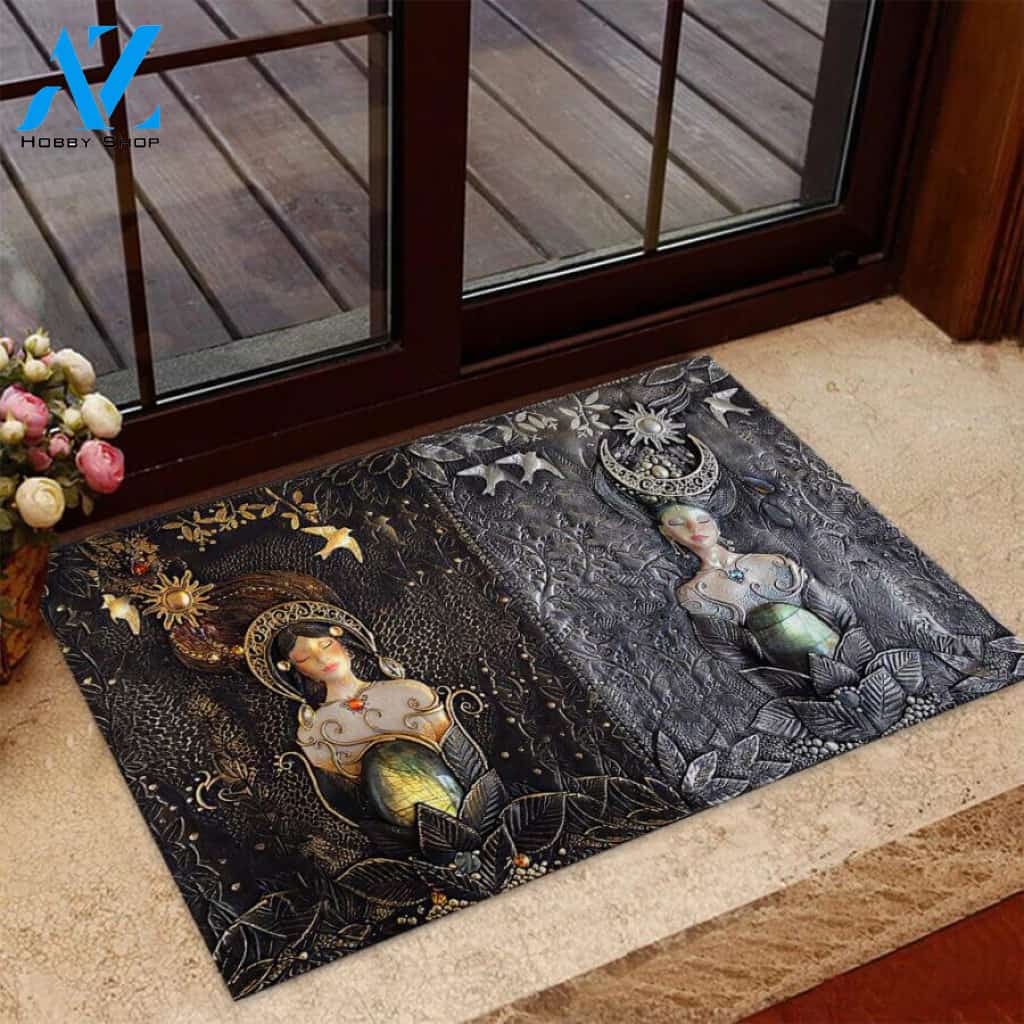 The Sun & The Moon – Hippie Clay Easy Clean Welcome DoorMat | Felt And Rubber | 40x60 cm | 45x75 cm | 60x90 cm | Colorful | DO1254