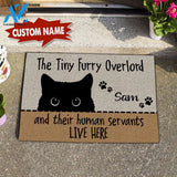 The Tiny Furry Overlord and their human servants live here Doormat | Welcome Mat | House Warming Gift
