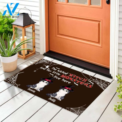The Wicked Wich And Her Little Monsters Live Here - Personalized Doormat