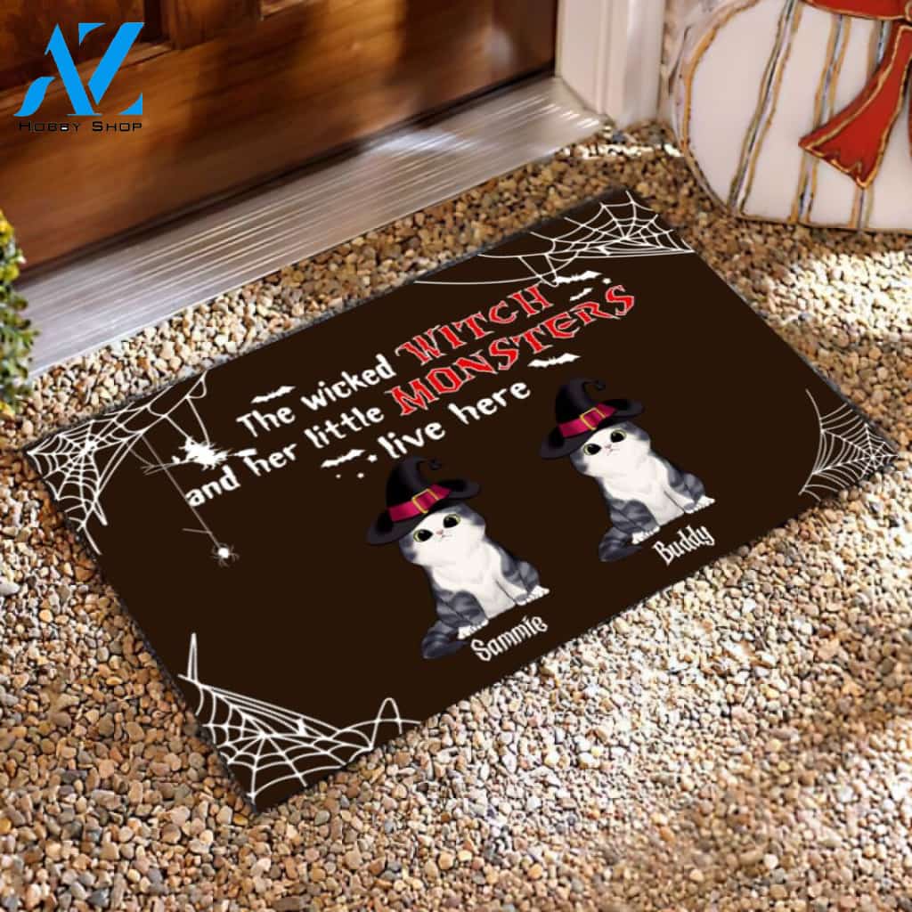 The Wicked Wich And Her Little Monsters Live Here - Personalized Doormat