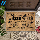 The Wicked Witch And Her Flying Monkeys Live Here - Halloween Doormat | Welcome Mat | House Warming Gift | Christmas Gift Decor
