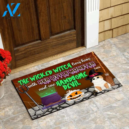 The Wicked Witch Lives Here Halloween Style - Personalized Doormat