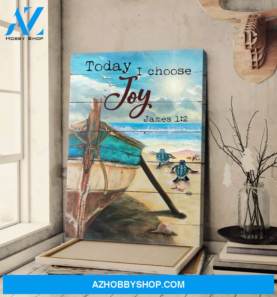 The wooden boat and turtles - Today I choose joy - Jesus Portrait Canvas Prints - Wall Art