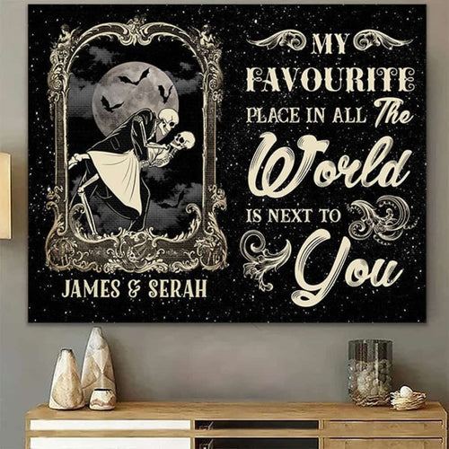 The World Is You - Skull Couple Personalized Canvas Gallery Wraps