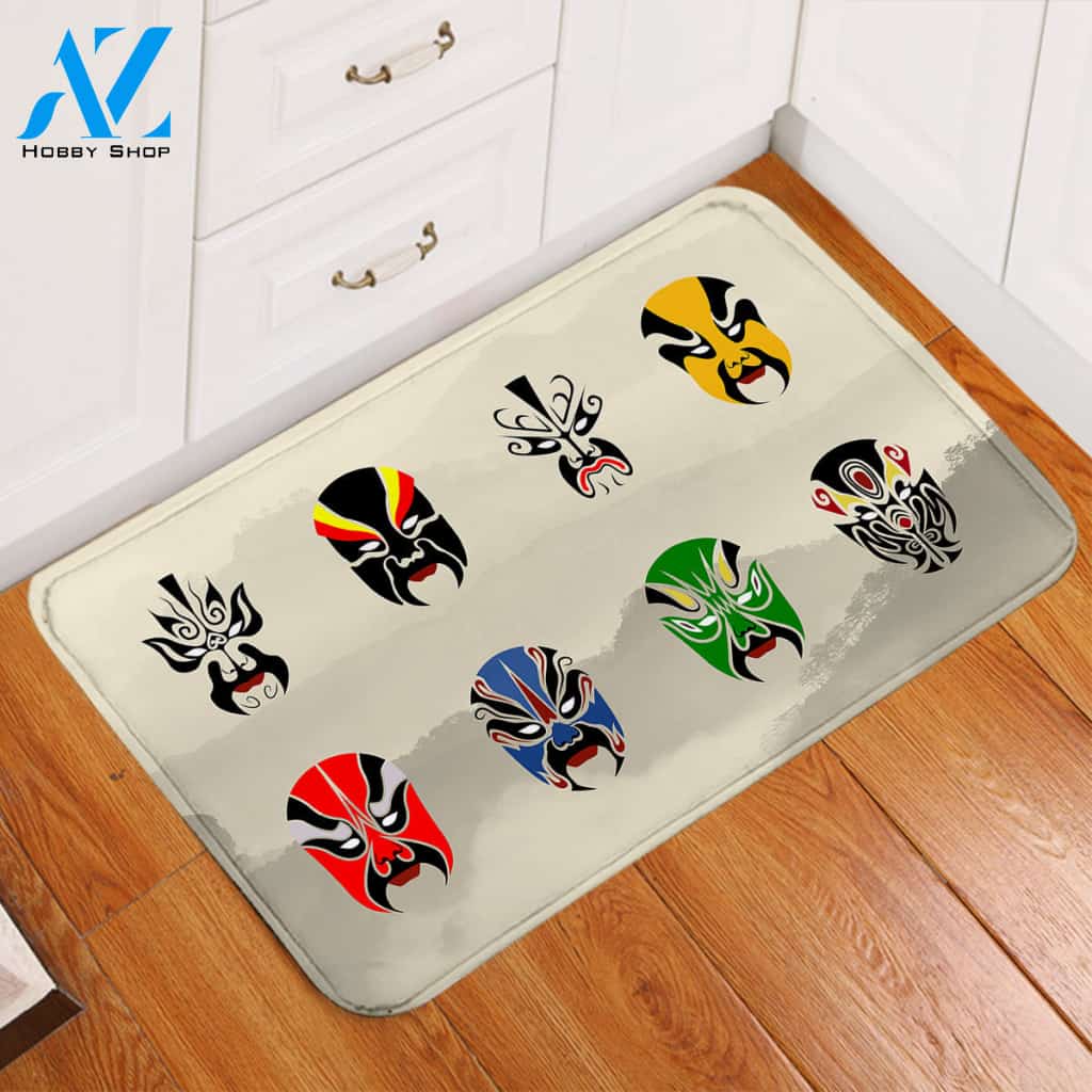 Theatre Masks Gray Door Mat