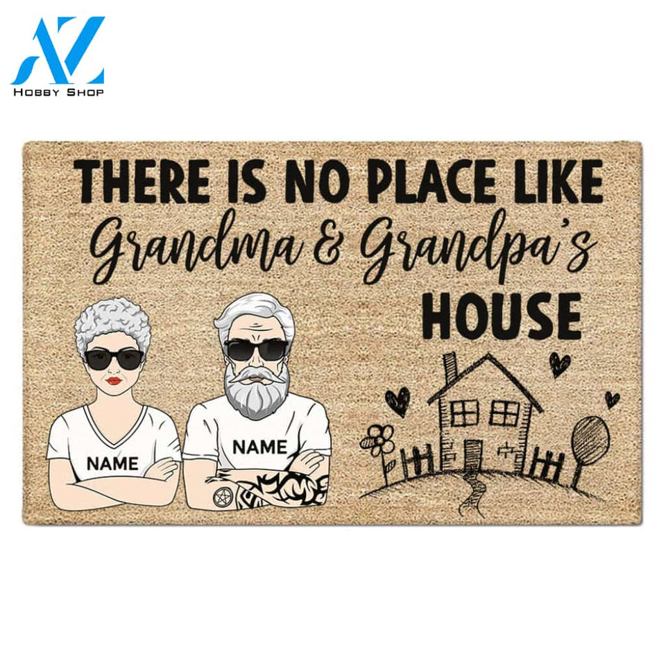 There Is No Place Like Grandma and Grandpa's House Personalized Doormat For Grandparents LIHD HN98