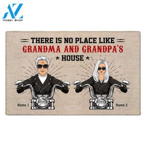 There Is No Place Like Grandma and Grandpa's House Personalized Doormat For Biker Couple, HN98, TRNA