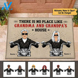 There Is No Place Like Grandma and Grandpa's House Personalized Doormat For Biker Couple, HN98, TRNA