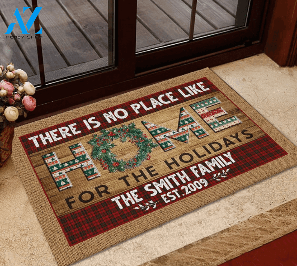 There Is No Place Like Home Personalized Christmas Doormat Gift For Friend Family Birthday Gift Home Decor Warm House Gift Welcome Mat