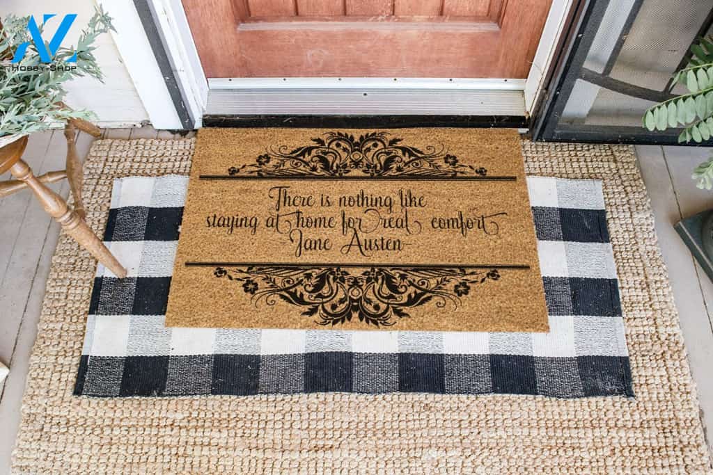 There Is Nothing Like Staying At Home Coir Pattern All Over Printing Doormat | Welcome Mat | House Warming Gift