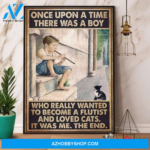 There Was A Boy Who Really Wanted To Become A Flutist And Loved Cats Canvas And Poster, Wall Decor Visual Art
