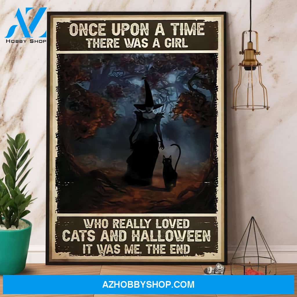 There Was A Girl Who Really Loved Cats And Halloween Canvas And Poster, Wall Decor Visual Art, Halloween Gift, Happy Halloween