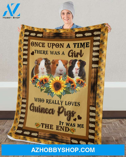 There Was A Girl Who Really Loves Guinea Pig Sunflower Blanket Gift for Guinea Pig Lovers Birthday Gift Home Decor Bedding Couch Sofa Soft and Comfy Cozy