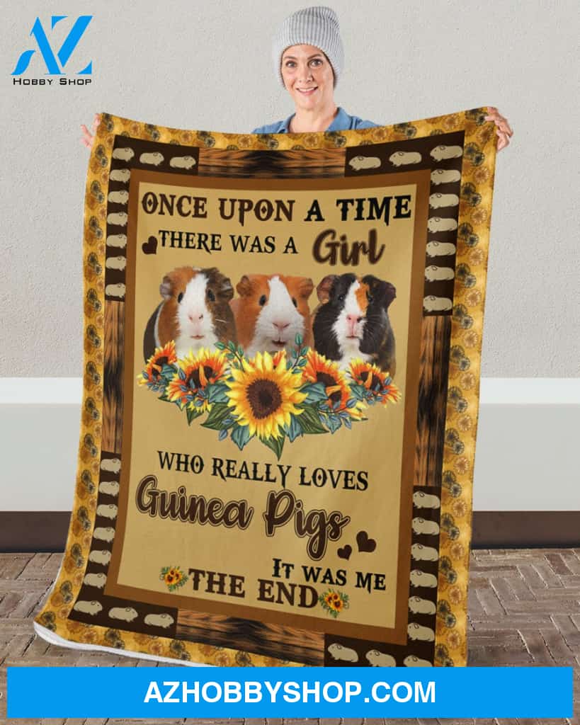 There Was A Girl Who Really Loves Guinea Pig Sunflower Blanket Gift for Guinea Pig Lovers Birthday Gift Home Decor Bedding Couch Sofa Soft and Comfy Cozy