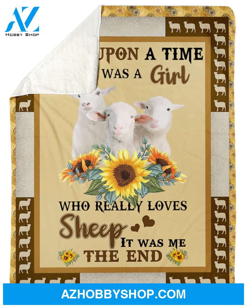 There Was A Girl Who Really Loves Sheep Sunflower Blanket Gift for Sheep Lovers Birthday Gift Home Decor Bedding Couch Sofa Soft and Comfy Cozy