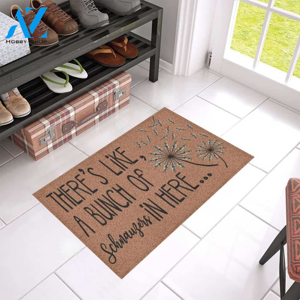 There's Like A Bunch Of Schnauzers In Here Doormat Indoor And Outdoor Mat Entrance Rug Sweet Home Decor Housewarming Gift Gift For Friend Family Stem Feminist