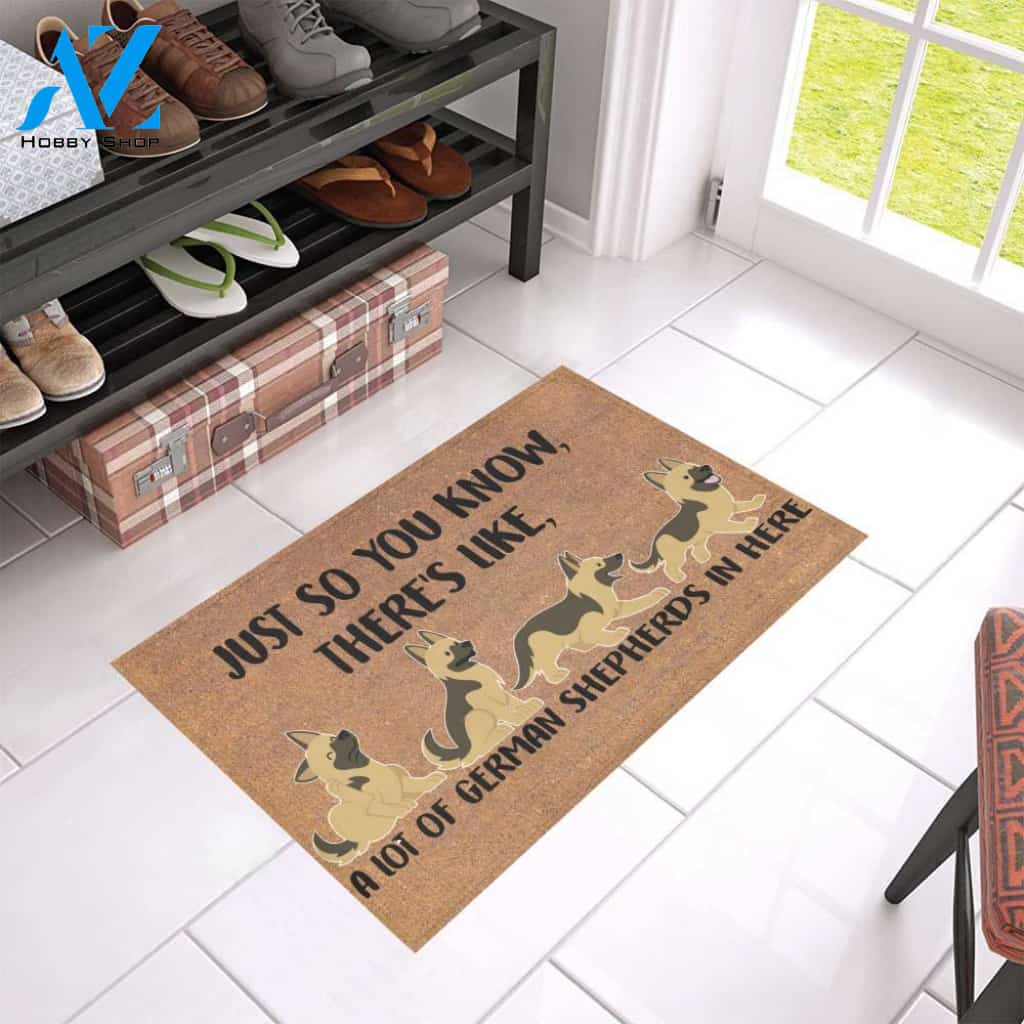 There's Like A Lot Of German Shepherds In Here Doormat Indoor And Outdoor Mat Entrance Rug Sweet Home Decor Housewarming Gift Gift For Friend Family Stem Feminist