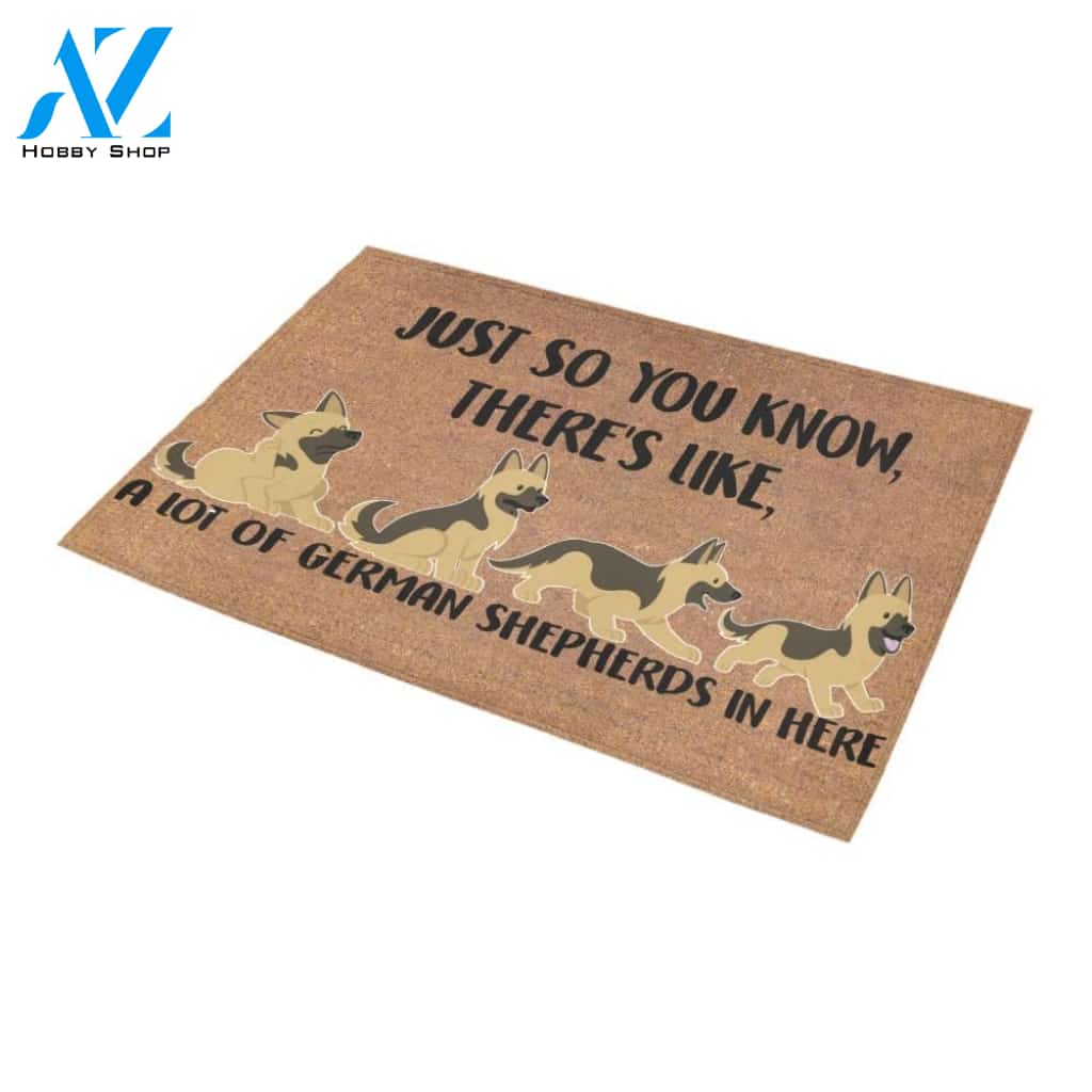 There's Like A Lot Of German Shepherds In Here Doormat Indoor And Outdoor Mat Entrance Rug Sweet Home Decor Housewarming Gift Gift For Friend Family Stem Feminist