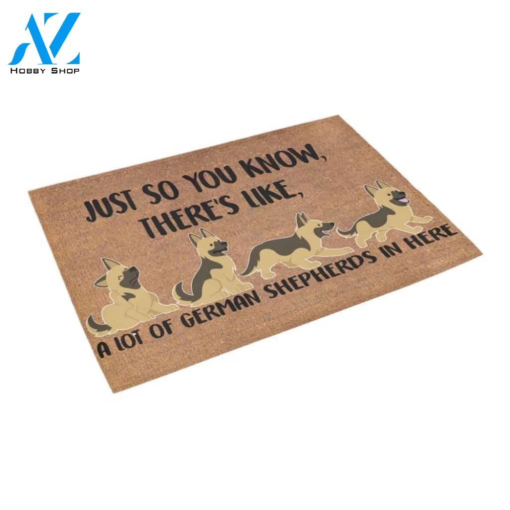 There's Like A Lot Of German Shepherds In Here Doormat Indoor And Outdoor Mat Entrance Rug Sweet Home Decor Housewarming Gift Gift For Friend Family Stem Feminist