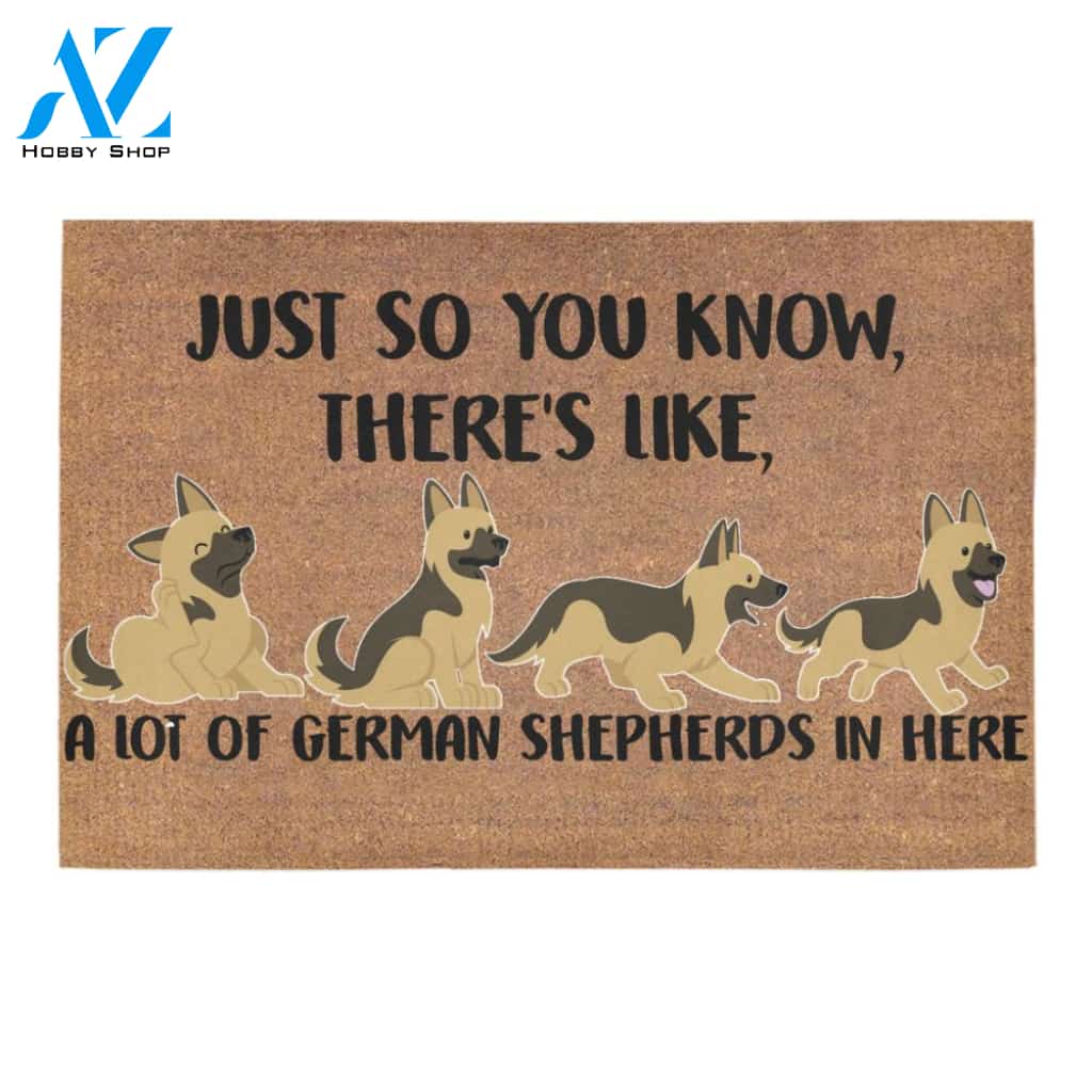 There's Like A Lot Of German Shepherds In Here Doormat Indoor And Outdoor Mat Entrance Rug Sweet Home Decor Housewarming Gift Gift For Friend Family Stem Feminist