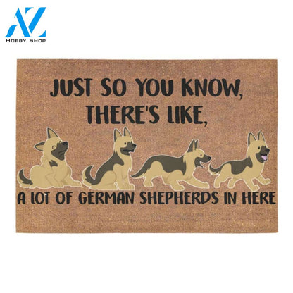 There's Like A Lot Of German Shepherds In Here Doormat Indoor And Outdoor Mat Entrance Rug Sweet Home Decor Housewarming Gift Gift For Friend Family Stem Feminist