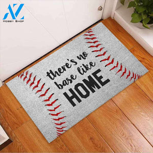 There's No Base Like Home - Baseball Coir Pattern Print Doormat