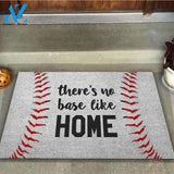 There's No Base Like Home - Baseball Coir Pattern Print Doormat