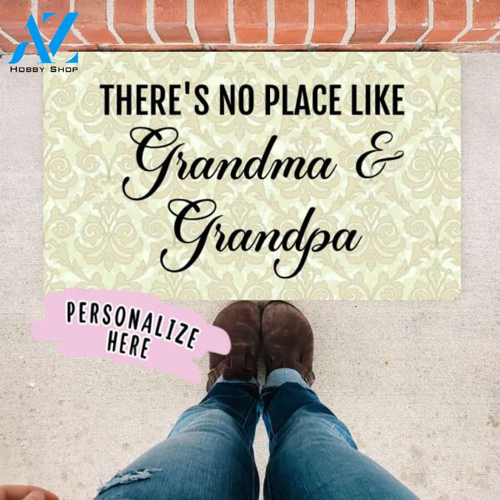 There's No Place Like Grandma and Grandpa's Doormat, Home Decor, Personalized Doormat, Grandparents gift, Welcome mat, Front Doormat, Porch