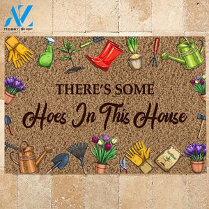 Personalized Name Family House There'S Some Hoes In This House Indoor And Outdoor Doormat Warm House Gift Welcome Mat Gift For Gardening Lovers