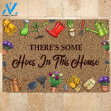 Personalized Name Family House There'S Some Hoes In This House Indoor And Outdoor Doormat Warm House Gift Welcome Mat Gift For Gardening Lovers