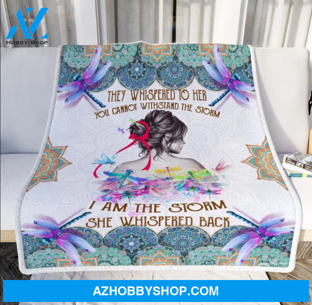 They Whispered To Her You Cannot Withstand The Storm I Am The Storm She Whispered Back Dragonfly Fleece Blanket Home Decor Bedding Couch Sofa Soft And Comfy Cozy
