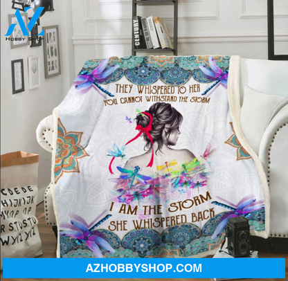 They Whispered To Her You Cannot Withstand The Storm I Am The Storm She Whispered Back Dragonfly Fleece Blanket Home Decor Bedding Couch Sofa Soft And Comfy Cozy