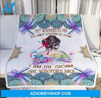 They Whispered To Her You Cannot Withstand The Storm I Am The Storm She Whispered Back Dragonfly Fleece Blanket Home Decor Bedding Couch Sofa Soft And Comfy Cozy