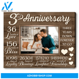 Third Anniversary Wedding Gift 3 Year Anniversary Gift For Couple Custom Anniversary Gift