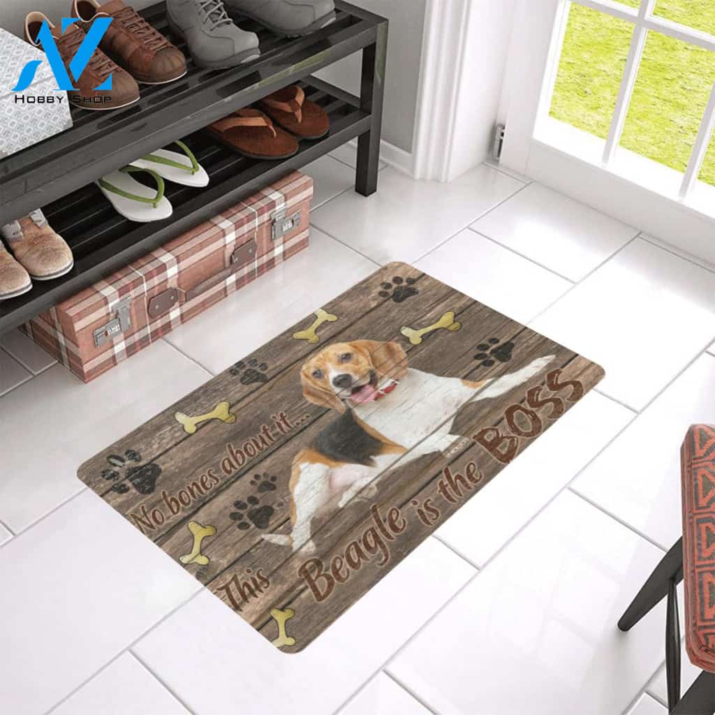 This Beagle Is The Boss Doormat Indoor And Outdoor Mat Entrance Rug Sweet Home Decor Housewarming Gift Gift For Friend Family Stem Feminist