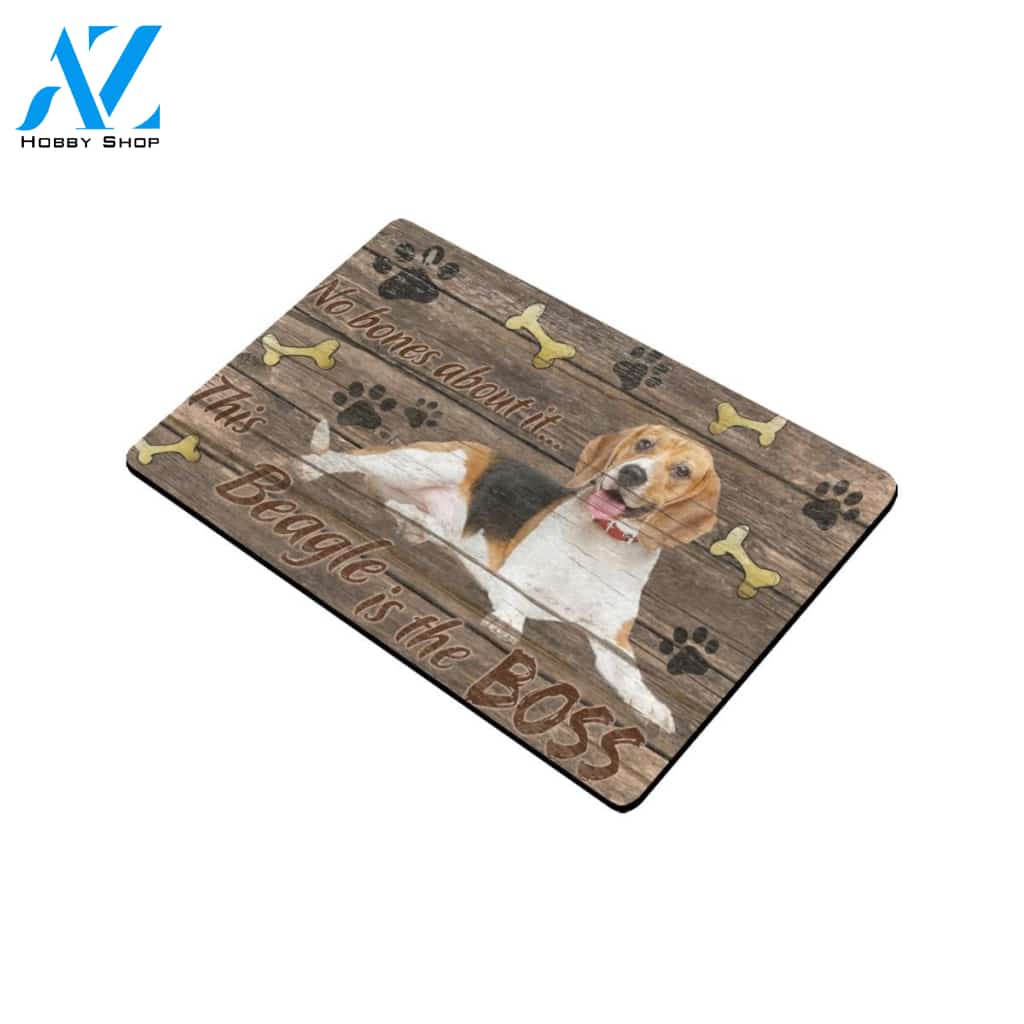 This Beagle Is The Boss Doormat Indoor And Outdoor Mat Entrance Rug Sweet Home Decor Housewarming Gift Gift For Friend Family Stem Feminist