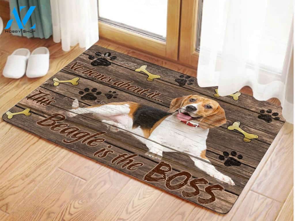This Beagle Is The Boss Doormat Indoor And Outdoor Mat Entrance Rug Sweet Home Decor Housewarming Gift Gift For Friend Family Stem Feminist
