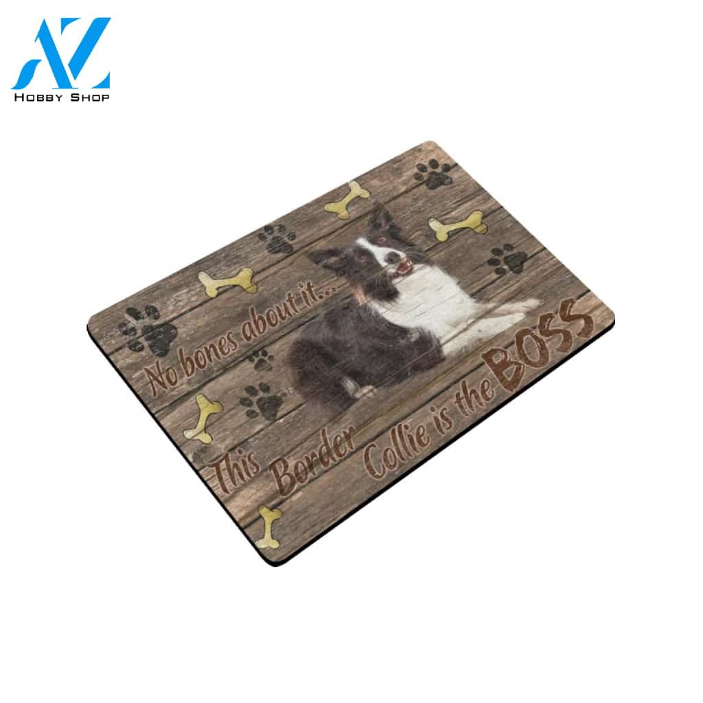 This Border Collie Is The Boss Doormat Indoor And Outdoor Mat Entrance Rug Sweet Home Decor Housewarming Gift Gift For Friend Family Stem Feminist