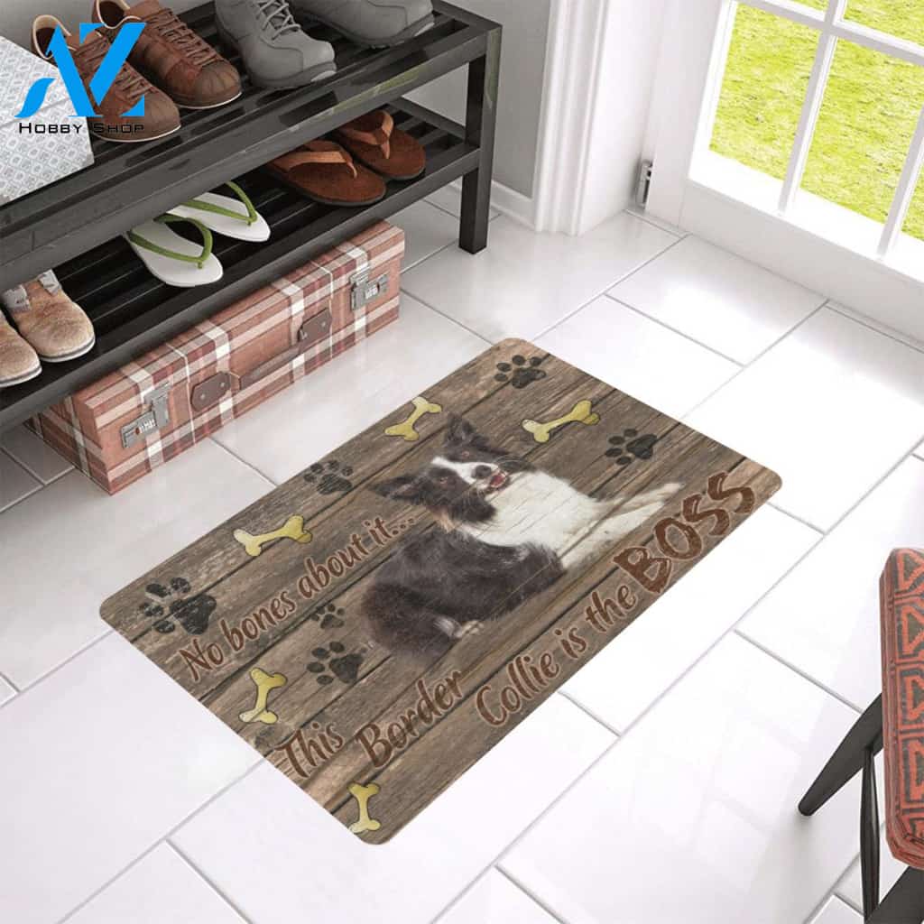 This Border Collie Is The Boss Doormat Indoor And Outdoor Mat Entrance Rug Sweet Home Decor Housewarming Gift Gift For Friend Family Stem Feminist