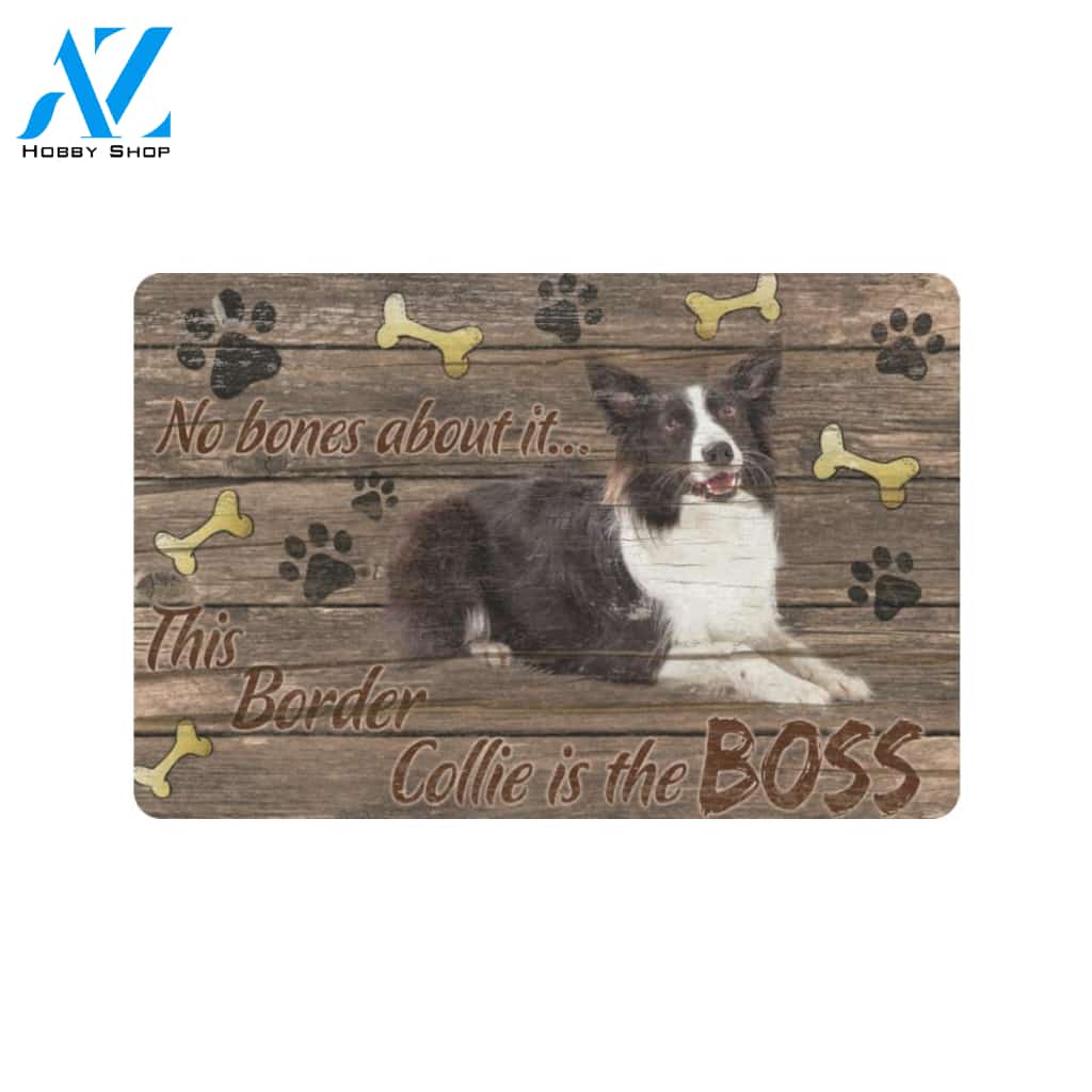 This Border Collie Is The Boss Doormat Indoor And Outdoor Mat Entrance Rug Sweet Home Decor Housewarming Gift Gift For Friend Family Stem Feminist