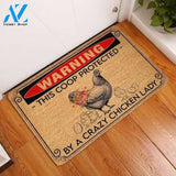 This Coop Protected By A Crazy Chicken Lady Animal Doormat Welcome Mat Farm Rug Farmer House Decor Housewarming Gift Gift for Famer Friend Family Gift for Chicken Lover Farm Animal Lovers