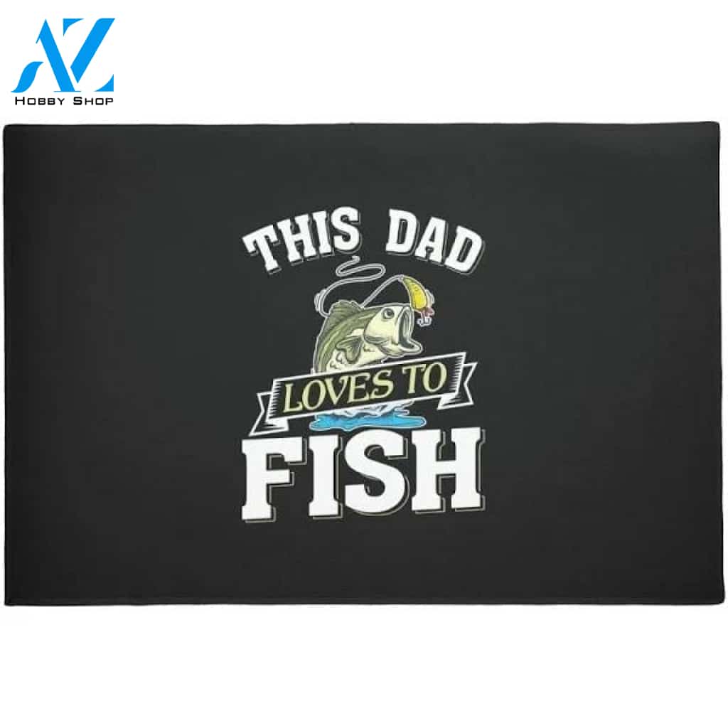 This Dad Loves Fishing Welcome Doormat Floor Rug Housewarming Gift Home Living Home Decor Funny Doormat Gift Idea