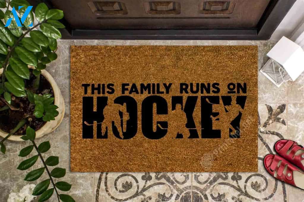 This Family Runs On Hockey CLA1710024D Doormat