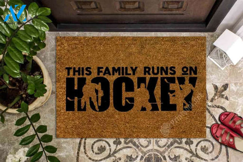 This Family Runs On Hockey CLA1710024D Doormat