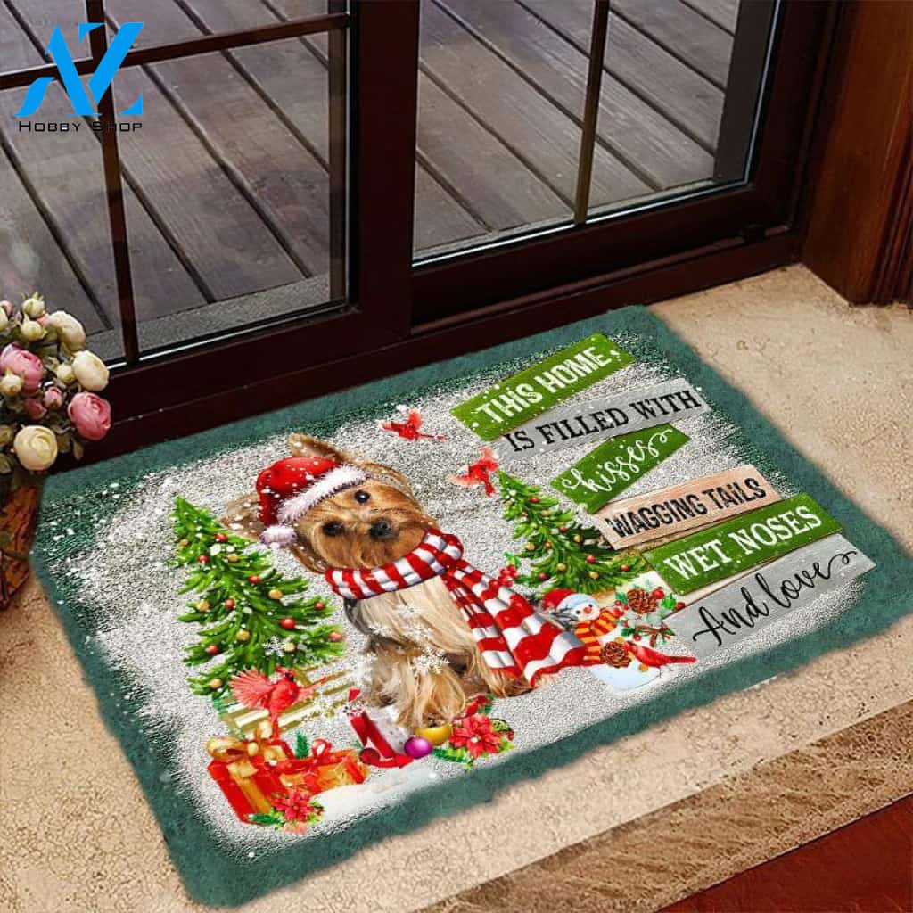This Home Is Filled With Kisses Golden Yorkshire Terrier Doormat