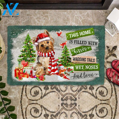 This Home Is Filled With Kisses Golden Yorkshire Terrier Doormat